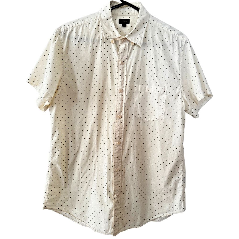 J.Crew Polka Dot Short Sleeve Button Up Shirt, Casual,  Classic Mens M Vacation